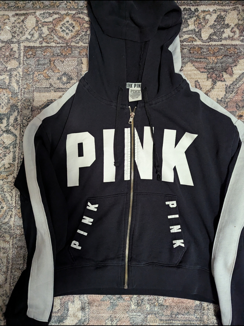 PINK Victoria's Secret Black Full Zip-Up Hoodie
